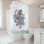 Onder de lijn zee doedelen octopus met bellen douchegordijn (In situ)