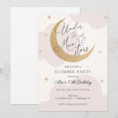 Onder de Maan en de Stars Sleepover Birthday Kaart (Voorkant / Achterkant)