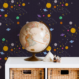 Onder de Melkweg Schattigee Kinder zonnestelsel Ga Behang