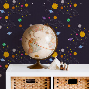 Onder de Melkweg Schattigee Kinder zonnestelsel Ga Behang