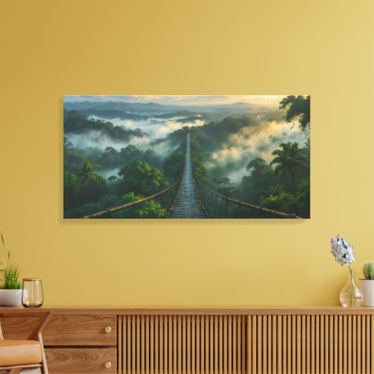 Onder de mist een geheime uitgestrekte canvas prin afdruk (Insitu (Woonkamer))