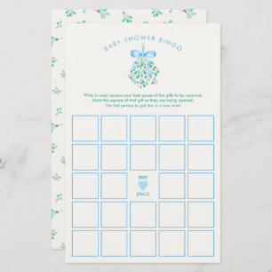 Onder de Mistletoe Blue Boy Baby shower Bingo