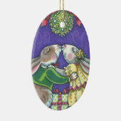 Onder de Mistletoe CHRISTMAS RABBITS-ORNAMENT Keramisch Ornament (Rechts)