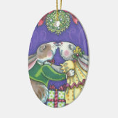 Onder de Mistletoe CHRISTMAS RABBITS-ORNAMENT Keramisch Ornament (Links)