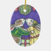 Onder de Mistletoe CHRISTMAS RABBITS-ORNAMENT Keramisch Ornament (Voorkant)