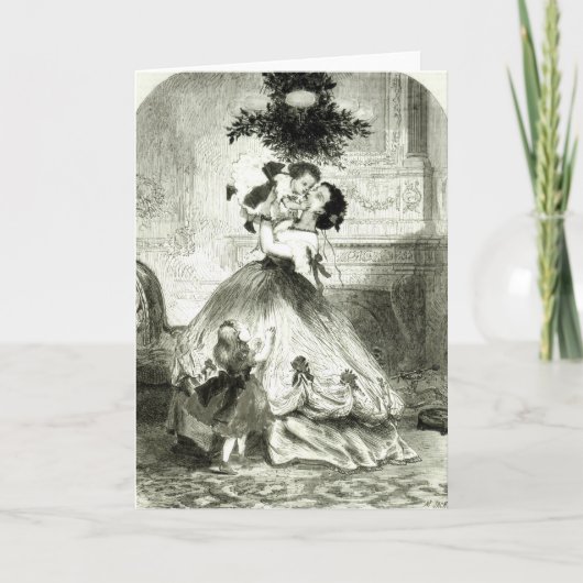 Onder de Mistletoe' Feestdagen Kaart (Voorkant)