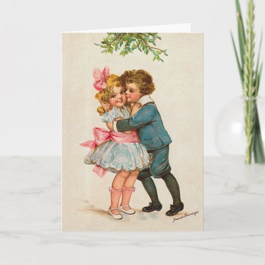 Onder de Mistletoe Feestdagen Kaart (Voorkant)