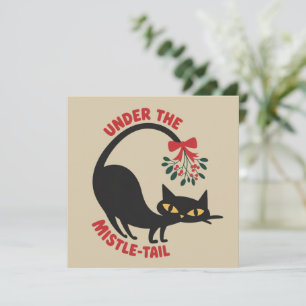 Onder de Mistletoe Katmas Retro Middeneeuwse Kat Feestdagenkaart