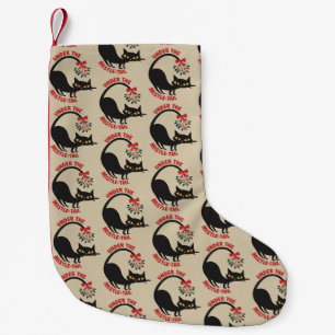 Onder de Mistletoe Katmas Retro Middeneeuwse Kat Kleine Kerstsok