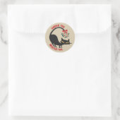 Onder de Mistletoe Kerstmis Retro Middeneeuwse Kat Ronde Sticker (Tas)