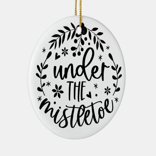 Onder de Mistletoe Modern Keramisch Ornament (Rechts)