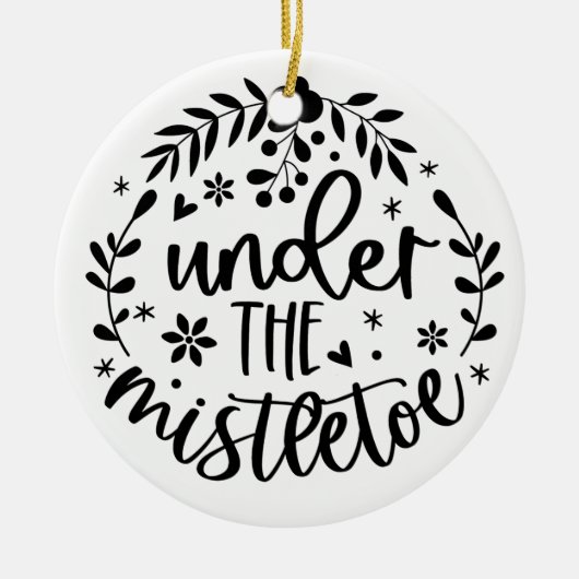 Onder de Mistletoe Modern Keramisch Ornament (Voorkant)