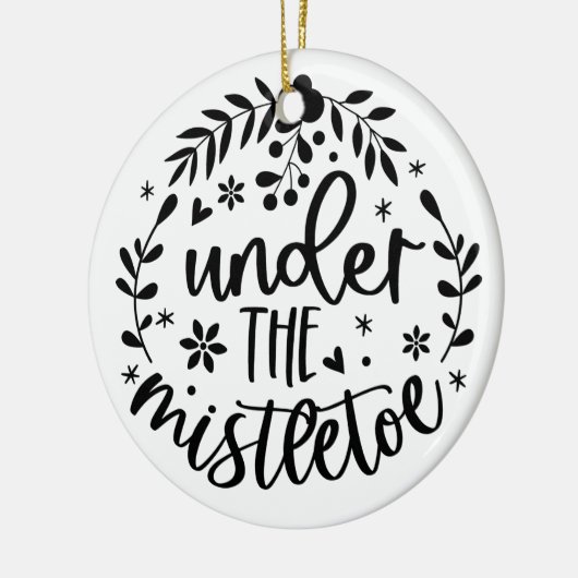 Onder de Mistletoe Modern Keramisch Ornament (Links)