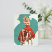 Onder de Mistletoe Pin Up Briefkaart (Staand voorkant)