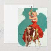 Onder de Mistletoe Pin Up Briefkaart (Voorkant / Achterkant)