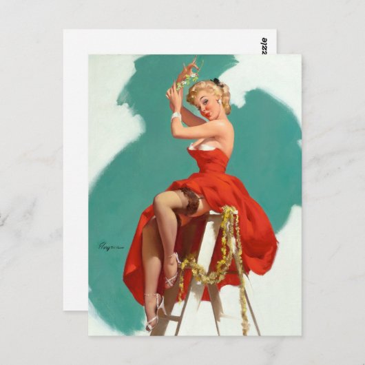 Onder de Mistletoe Pin Up Briefkaart (Voorkant / Achterkant)