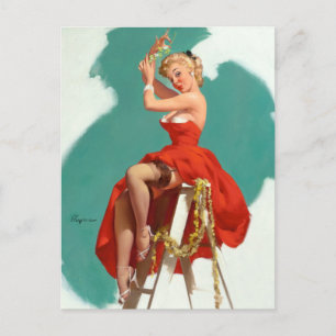 Onder de Mistletoe Pin Up Briefkaart