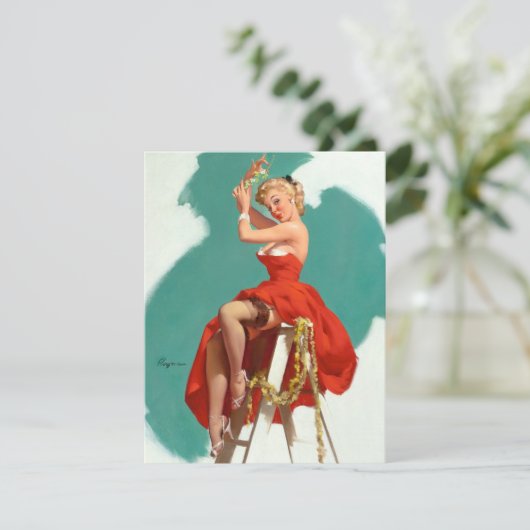 Onder de mistletoe pin-up kaart (Staand voorkant)