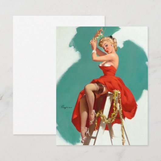 Onder de mistletoe pin-up kaart (Voorkant / Achterkant)