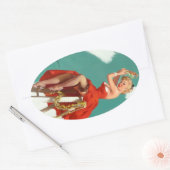 Onder de Mistletoe Pin Up Ovale Sticker (Envelop)