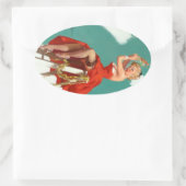 Onder de Mistletoe Pin Up Ovale Sticker (Tas)