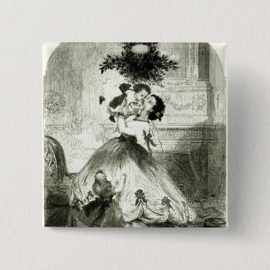 Onder de Mistletoe' Vierkante Button 5,1 Cm (Voorkant)