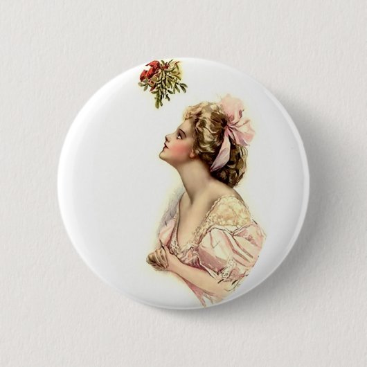 Onder de mistletoe vissen ronde button 5,7 cm (Voorkant)