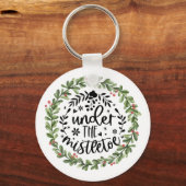 Onder de Mistletoe Waterverf Wreath Sleutelhanger (Voorkant)