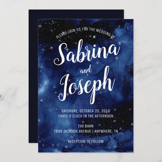 Onder de Night Sky bruiloft uitnodiging (Voorkant / Achterkant)