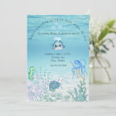 Onder de oceaan baby shower Invitation Kaart (Staand voorkant)