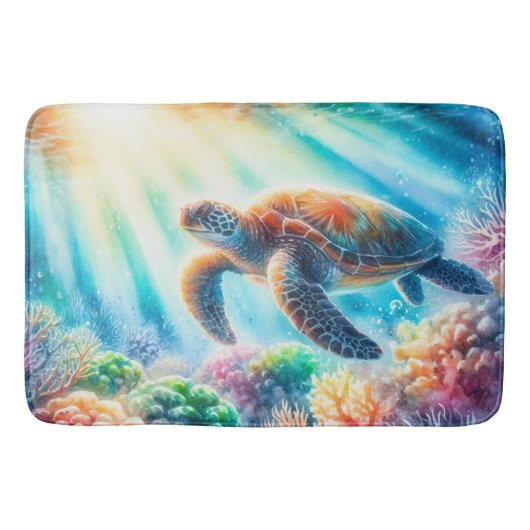 Onder de oceaan zee schildpad badmat (Voorkant)