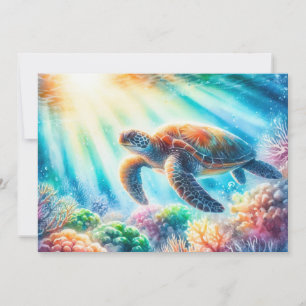 Onder de oceaan zee schildpad feestdagenkaart