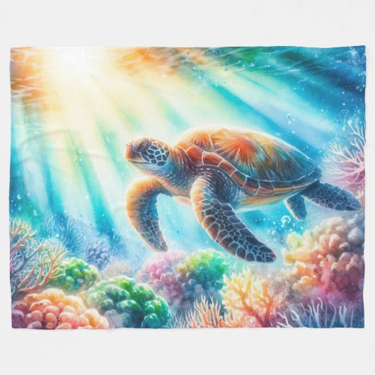 Onder de oceaan zee schildpad fleece deken (Voorkant (Horizontaal))