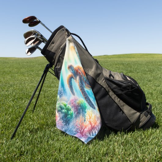 Onder de oceaan zee schildpad golfhanddoek (Groen)