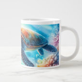 Onder de oceaan zee schildpad grote koffiekop (Rechts)