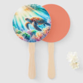 Onder de oceaan zee schildpad handwaaier (Voorkant en achterkant)