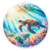 Onder de oceaan zee schildpad keramische knop (Voorkant)