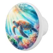 Onder de oceaan zee schildpad keramische knop (Rechts)