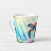 Onder de oceaan zee schildpad latte mok (Linkerhoek)