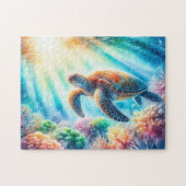 Onder de oceaan zee schildpad legpuzzel (Horizontaal)