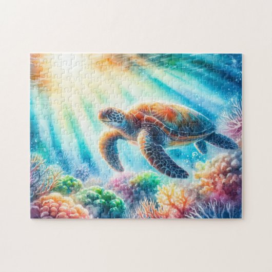 Onder de oceaan zee schildpad legpuzzel (Horizontaal)