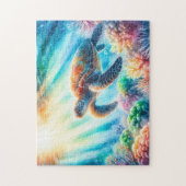 Onder de oceaan zee schildpad legpuzzel (Verticaal)