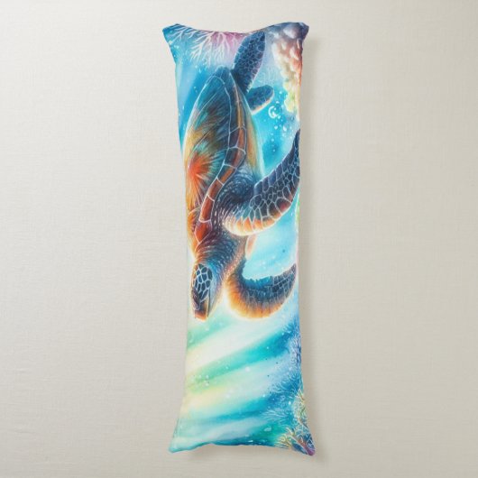 Onder de oceaan zee schildpad lichaamskussen (Voorkant Verticaal)