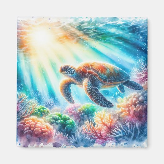 Onder de oceaan zee schildpad magneet (Voorkant)