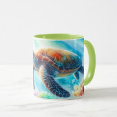 Onder de oceaan zee schildpad mok (Voorkant rechts)
