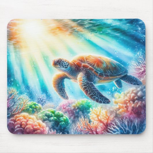 Onder de oceaan zee schildpad muismat (Voorkant)