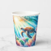 Onder de oceaan zee schildpad papieren bekers (Achterkant)