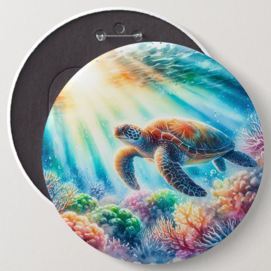 Onder de oceaan zee schildpad ronde button 6,0 cm (Voorkant /achterkant)