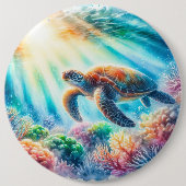 Onder de oceaan zee schildpad ronde button 6,0 cm (Voorkant)