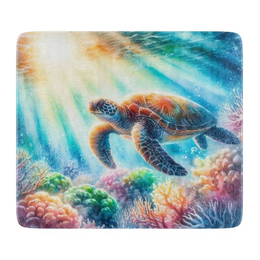 Onder de oceaan zee schildpad snijplank (Voorkant)